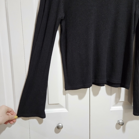 MADEWELL Rib Gathered Sleeve Top Black Size Medium - Picture 3 of 9